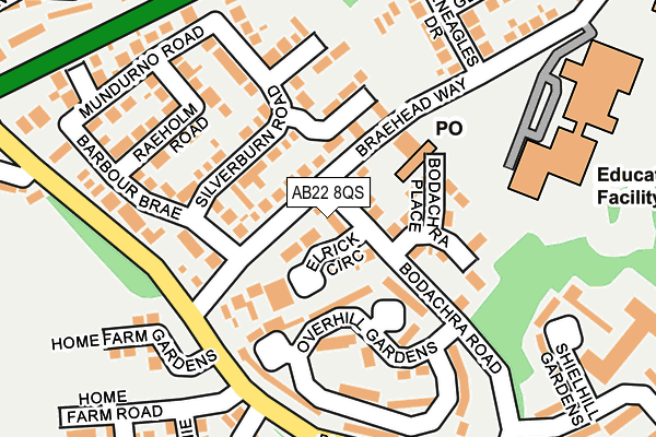 AB22 8QS map - OS OpenMap – Local (Ordnance Survey)