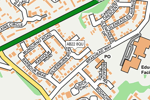 AB22 8QU map - OS OpenMap – Local (Ordnance Survey)