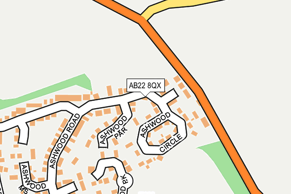 AB22 8QX map - OS OpenMap – Local (Ordnance Survey)