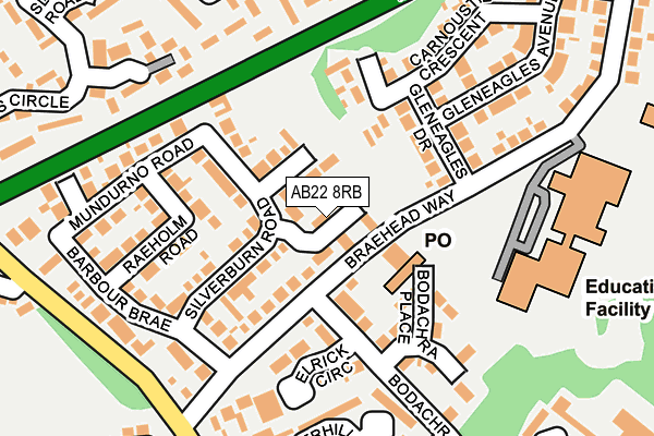 AB22 8RB map - OS OpenMap – Local (Ordnance Survey)