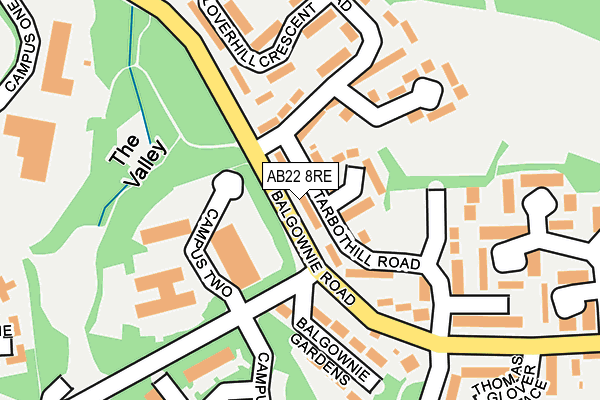 AB22 8RE map - OS OpenMap – Local (Ordnance Survey)