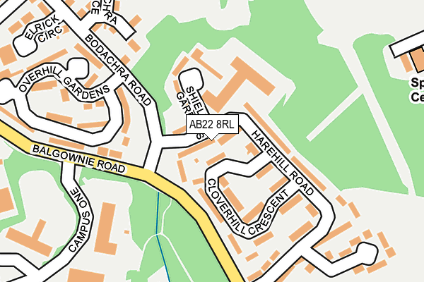 AB22 8RL map - OS OpenMap – Local (Ordnance Survey)