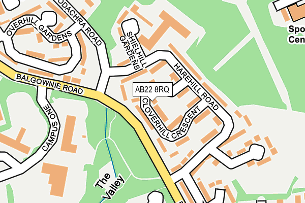 AB22 8RQ map - OS OpenMap – Local (Ordnance Survey)