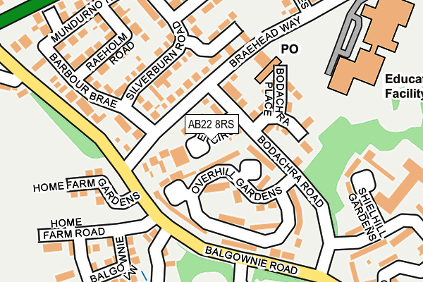 AB22 8RS map - OS OpenMap – Local (Ordnance Survey)