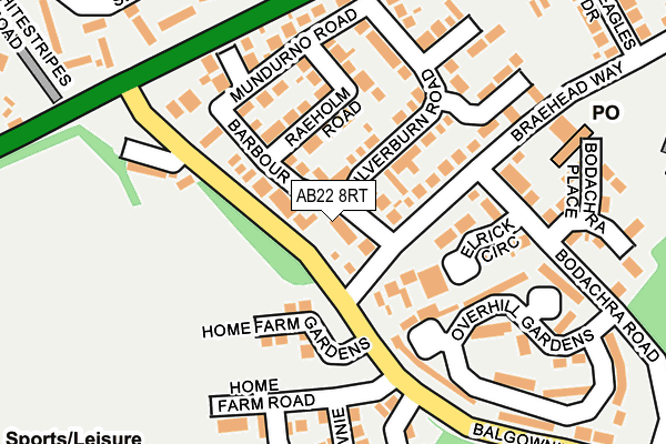 AB22 8RT map - OS OpenMap – Local (Ordnance Survey)