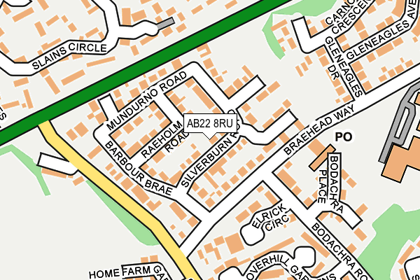 AB22 8RU map - OS OpenMap – Local (Ordnance Survey)