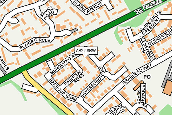 AB22 8RW map - OS OpenMap – Local (Ordnance Survey)