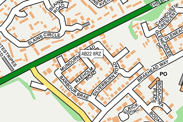 AB22 8RZ map - OS OpenMap – Local (Ordnance Survey)