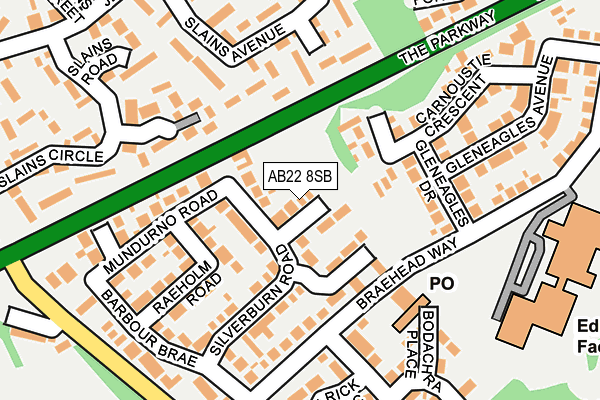AB22 8SB map - OS OpenMap – Local (Ordnance Survey)