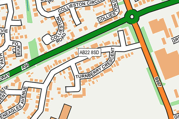 AB22 8SD map - OS OpenMap – Local (Ordnance Survey)