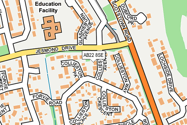 AB22 8SE map - OS OpenMap – Local (Ordnance Survey)