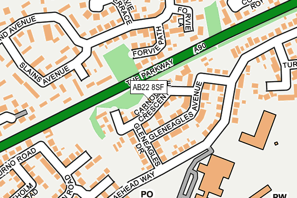 AB22 8SF map - OS OpenMap – Local (Ordnance Survey)