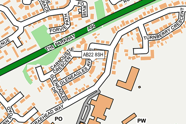 AB22 8SH map - OS OpenMap – Local (Ordnance Survey)