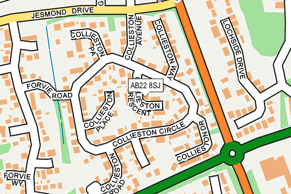 AB22 8SJ map - OS OpenMap – Local (Ordnance Survey)