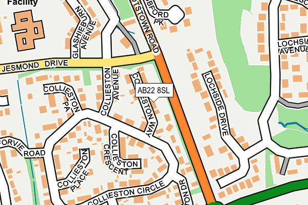 AB22 8SL map - OS OpenMap – Local (Ordnance Survey)