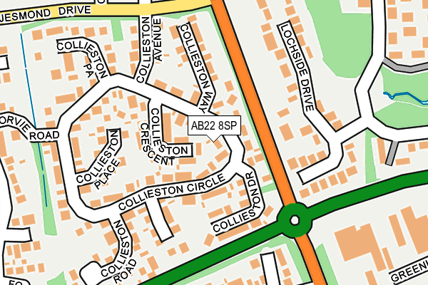AB22 8SP map - OS OpenMap – Local (Ordnance Survey)