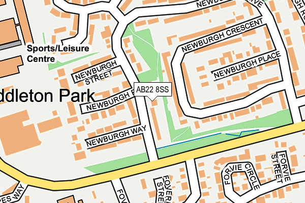 AB22 8SS map - OS OpenMap – Local (Ordnance Survey)