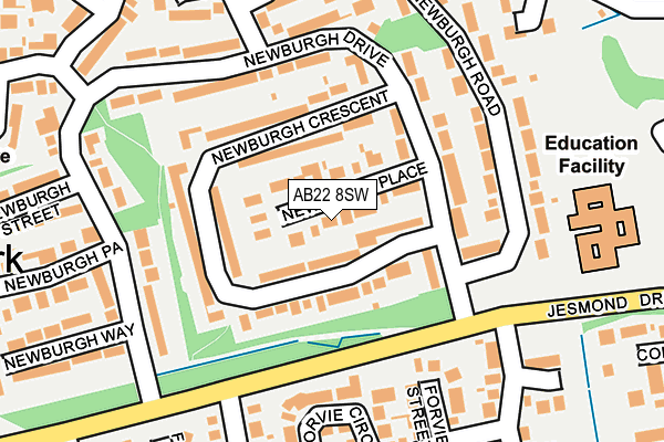 AB22 8SW map - OS OpenMap – Local (Ordnance Survey)
