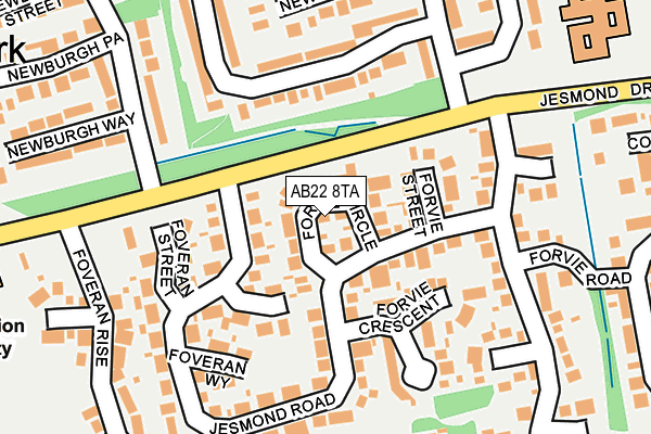 AB22 8TA map - OS OpenMap – Local (Ordnance Survey)