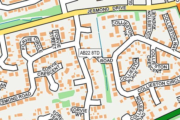 AB22 8TD map - OS OpenMap – Local (Ordnance Survey)