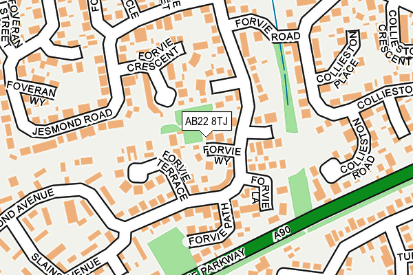 AB22 8TJ map - OS OpenMap – Local (Ordnance Survey)