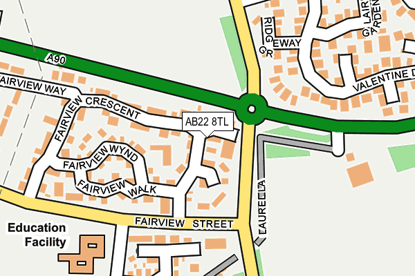 AB22 8TL map - OS OpenMap – Local (Ordnance Survey)