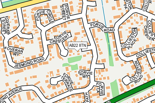 AB22 8TN map - OS OpenMap – Local (Ordnance Survey)