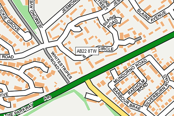 AB22 8TW map - OS OpenMap – Local (Ordnance Survey)