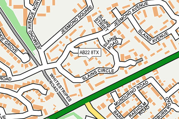 AB22 8TX map - OS OpenMap – Local (Ordnance Survey)