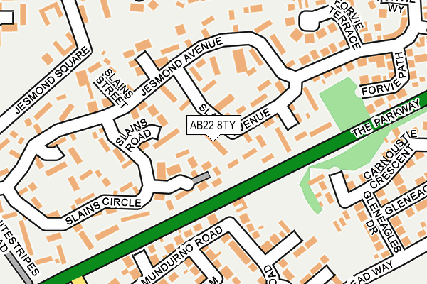 AB22 8TY map - OS OpenMap – Local (Ordnance Survey)