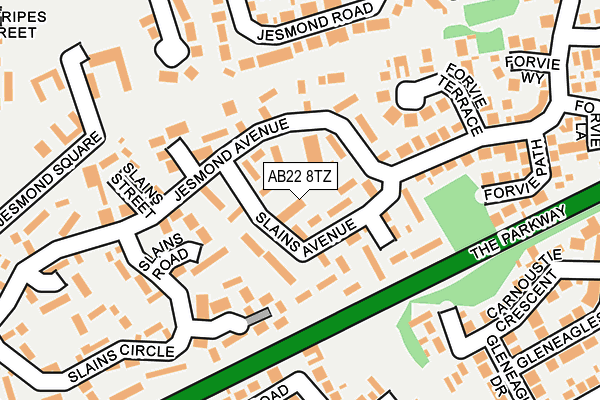 AB22 8TZ map - OS OpenMap – Local (Ordnance Survey)