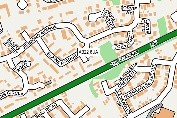 AB22 8UA map - OS OpenMap – Local (Ordnance Survey)
