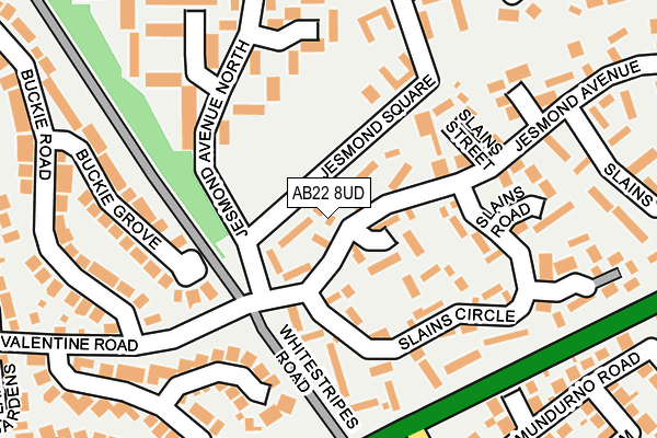AB22 8UD map - OS OpenMap – Local (Ordnance Survey)