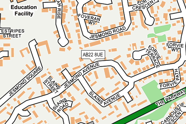 AB22 8UE map - OS OpenMap – Local (Ordnance Survey)