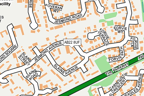 AB22 8UF map - OS OpenMap – Local (Ordnance Survey)