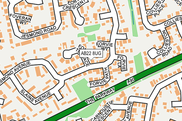 AB22 8UG map - OS OpenMap – Local (Ordnance Survey)