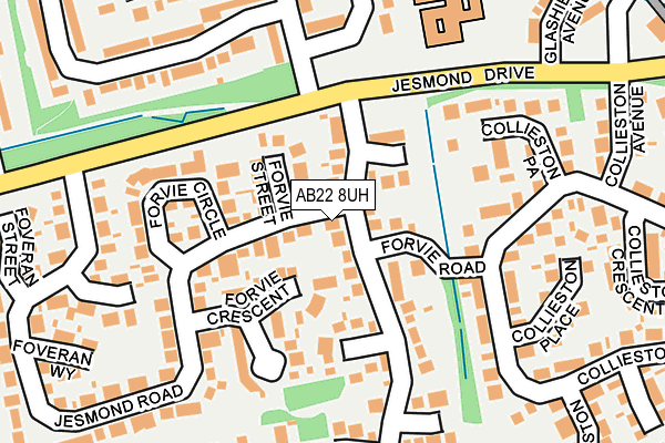 AB22 8UH map - OS OpenMap – Local (Ordnance Survey)
