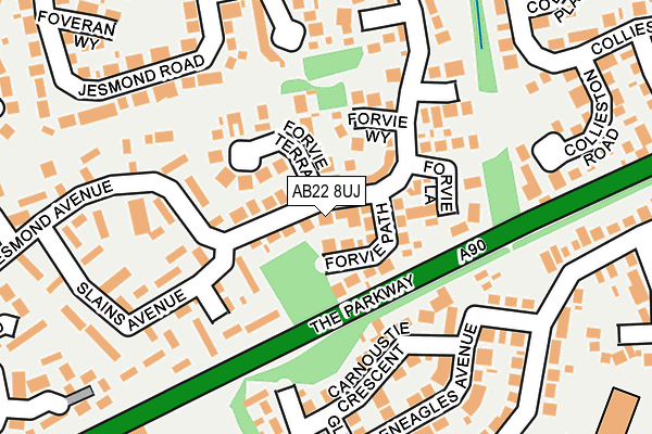 AB22 8UJ map - OS OpenMap – Local (Ordnance Survey)