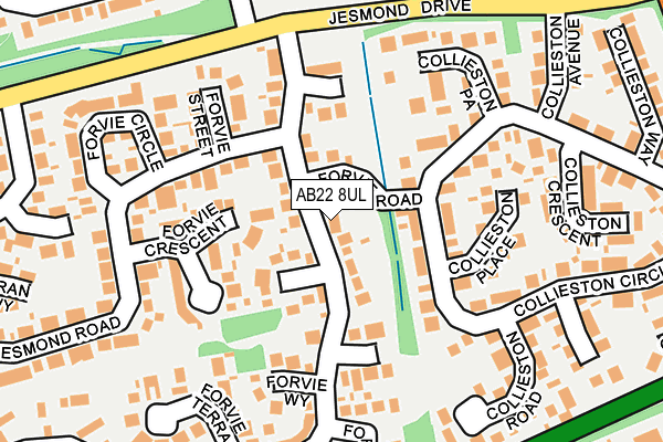 AB22 8UL map - OS OpenMap – Local (Ordnance Survey)