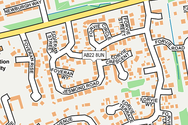 AB22 8UN map - OS OpenMap – Local (Ordnance Survey)