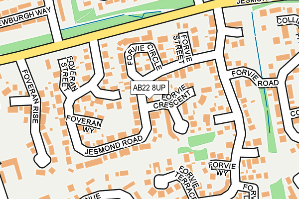 AB22 8UP map - OS OpenMap – Local (Ordnance Survey)