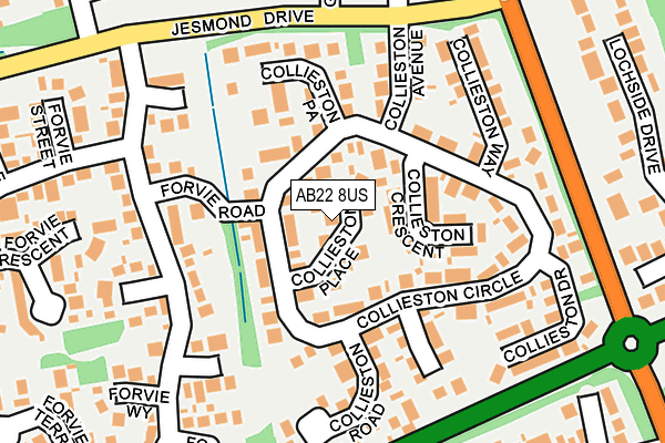 AB22 8US map - OS OpenMap – Local (Ordnance Survey)