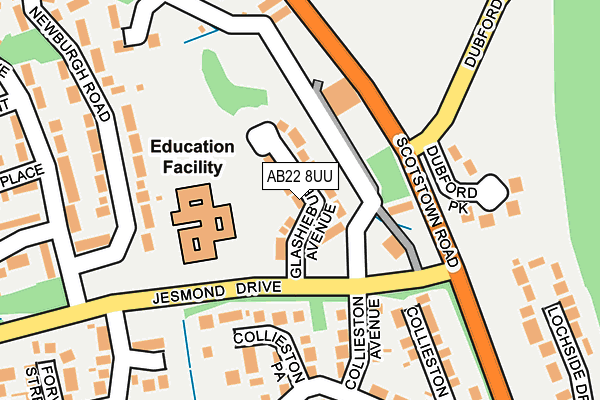AB22 8UU map - OS OpenMap – Local (Ordnance Survey)