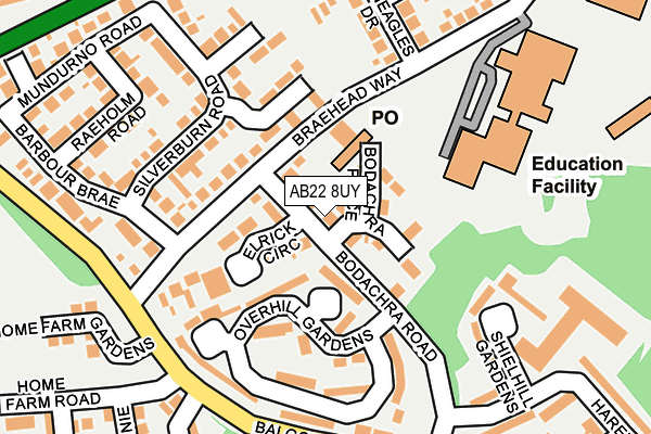AB22 8UY map - OS OpenMap – Local (Ordnance Survey)