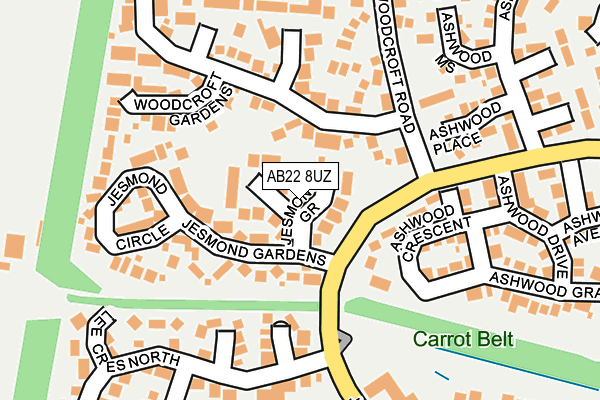 AB22 8UZ map - OS OpenMap – Local (Ordnance Survey)
