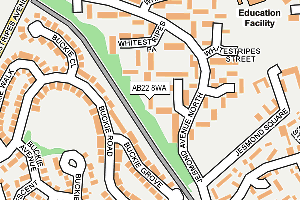 AB22 8WA map - OS OpenMap – Local (Ordnance Survey)