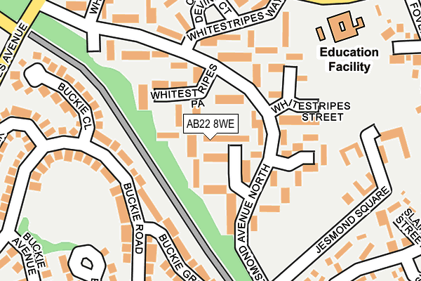 AB22 8WE map - OS OpenMap – Local (Ordnance Survey)