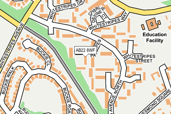 AB22 8WF map - OS OpenMap – Local (Ordnance Survey)