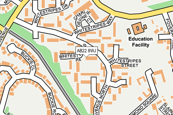 AB22 8WJ map - OS OpenMap – Local (Ordnance Survey)
