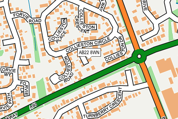 AB22 8WN map - OS OpenMap – Local (Ordnance Survey)